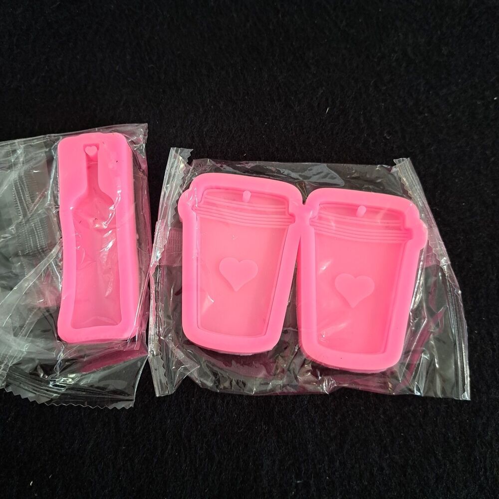 Coffee To Go Cup wine bottle  Pink Silicone Keychain Mold Resin